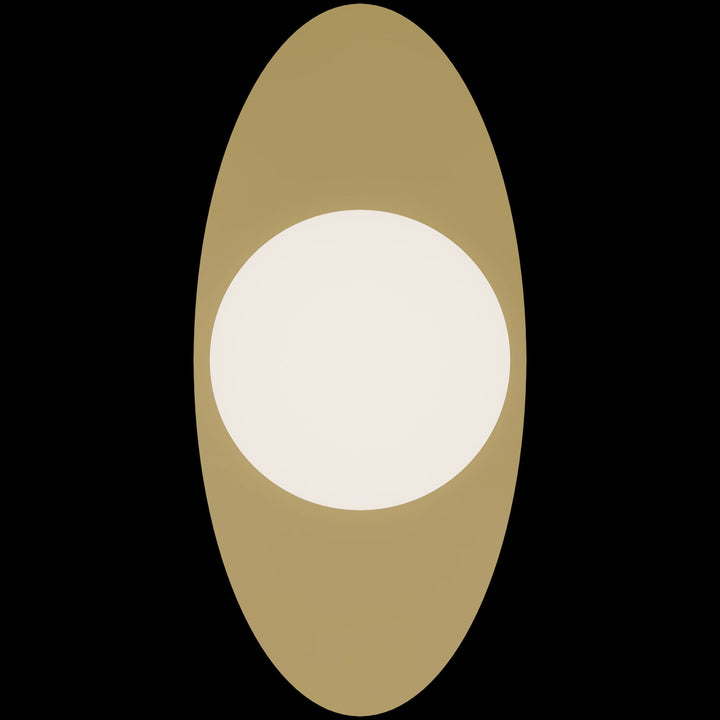 Calibo Crest Opal Glass 120mm Orb Wall Light Oval Plate 300mm | Brass