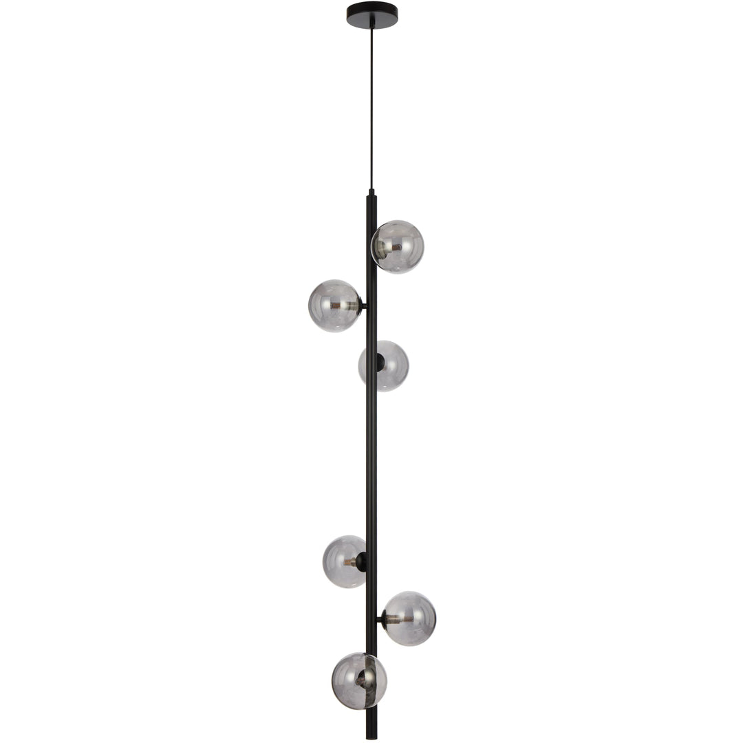 Telbix Black Elson 6 Light Pendant Light | Smoke