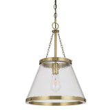 Telbix Olmont Textured Glass Cone Pendant with Modern Luxe Satin Gold Accents | Small