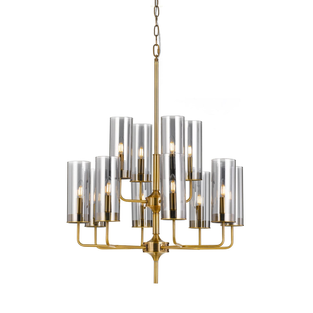 Telbix Decaro 12 Light Chain Pendant Light (E14) | Gold with Smoke Shade