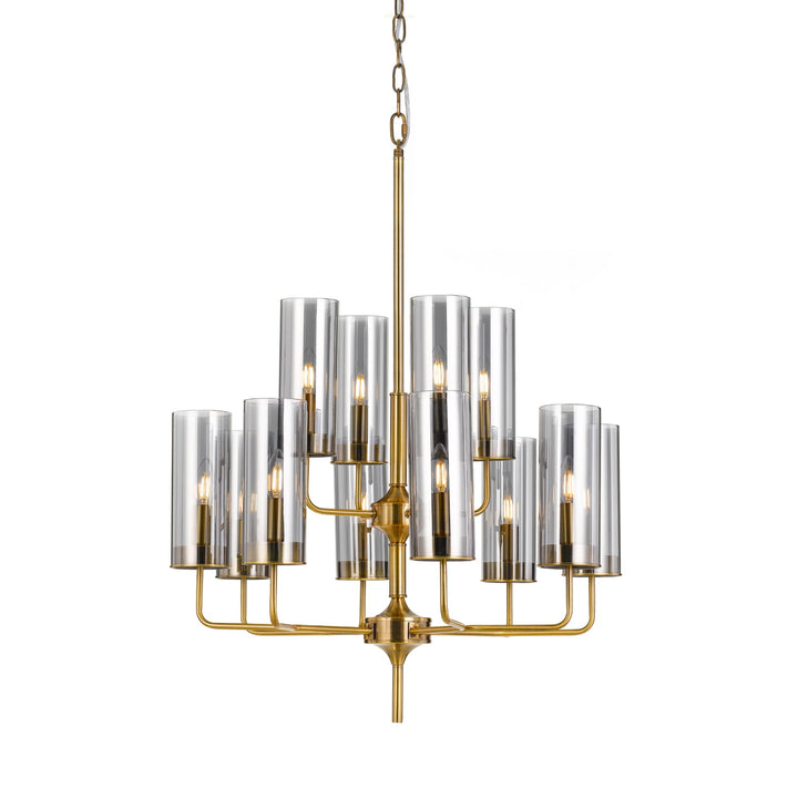 Telbix Decaro 12 Light Chain Pendant Light (E14) | Gold with Smoke Shade
