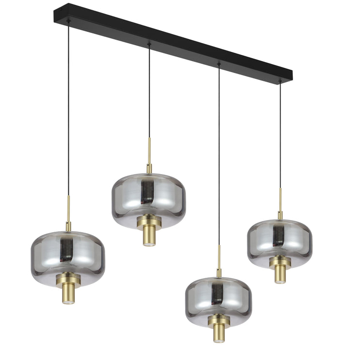 Telbix Volen 4 Light LED Bar Pendant | Black and Smoke