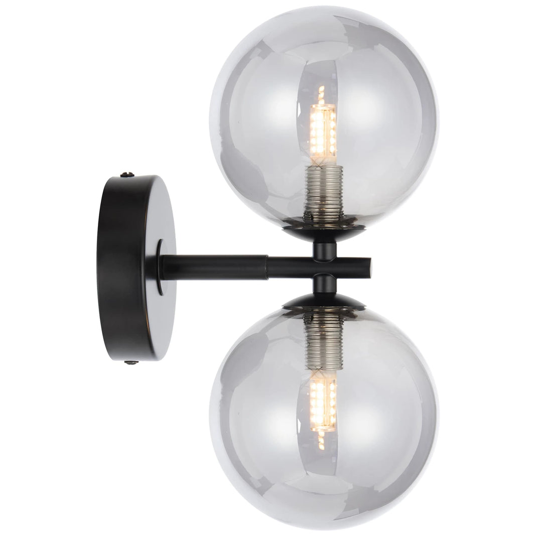 Telbix Black Felton 2 Light Wall Light | Smoke