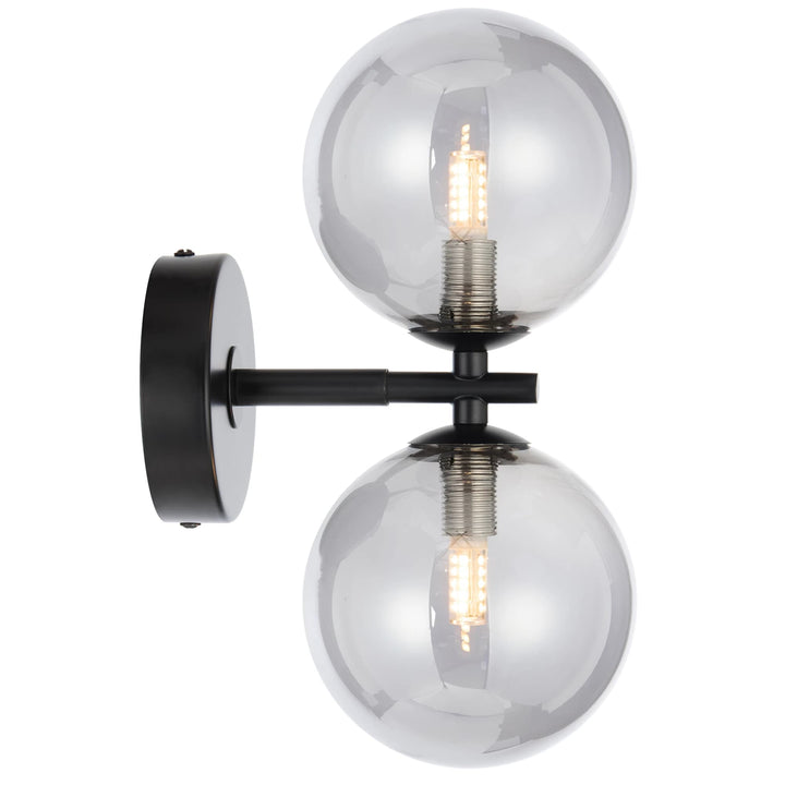 Telbix Black Felton 2 Light Wall Light | Smoke
