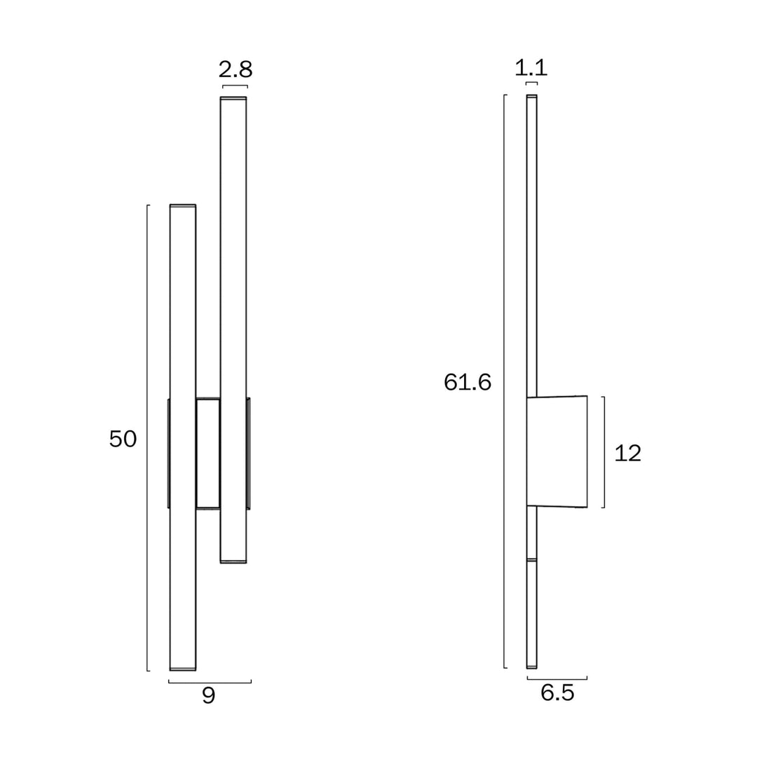 Telbix Masto 2 Light LED Wall Light IP54 | Black