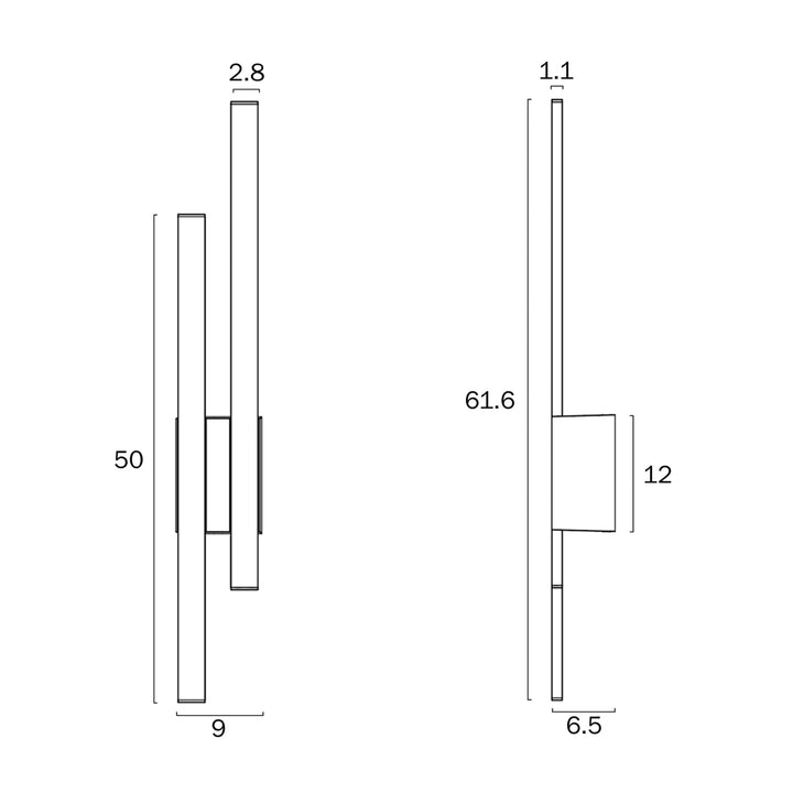 Telbix Masto 2 Light LED Wall Light IP54 | Black