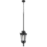 Telbix Pedral Large Outdoor Lantern Pendant with Textured Glass and Multiple Suspension | Black