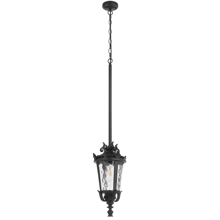 Telbix Pedral Large Outdoor Lantern Pendant with Textured Glass and Multiple Suspension | Black