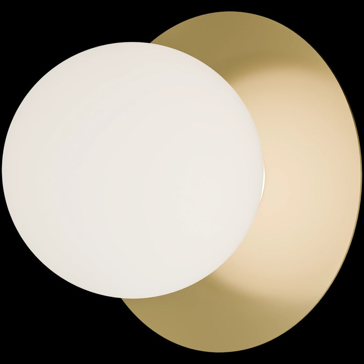 Calibo Crest Opal Glass 140mm Orb Wall Light Round Plate 200mm | Brass