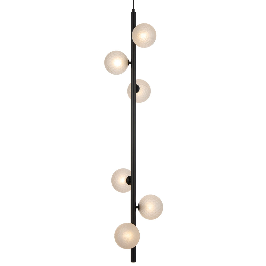 Telbix Black Elson 6 Light Pendant Light | Frost Tear