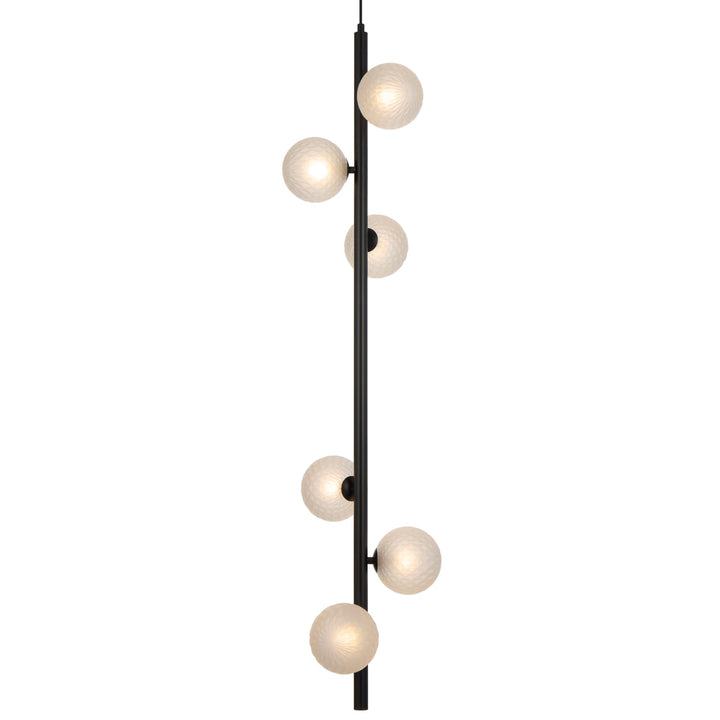 Telbix Black Elson 6 Light Pendant Light | Frost Tear