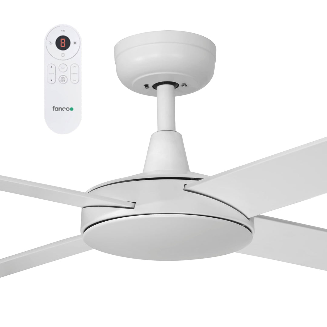 White Fanco Eco Silent DC Ceiling Fan With Remote - 2021 Model | 52"