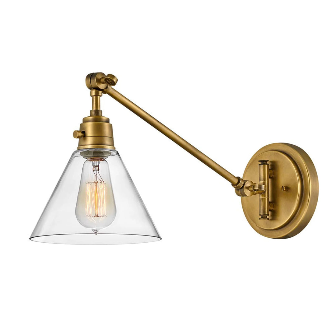 Hinkley Vintage Small Swing Adjustable Wall Sconce (E27) | Heritage Brass & Clear Glass
