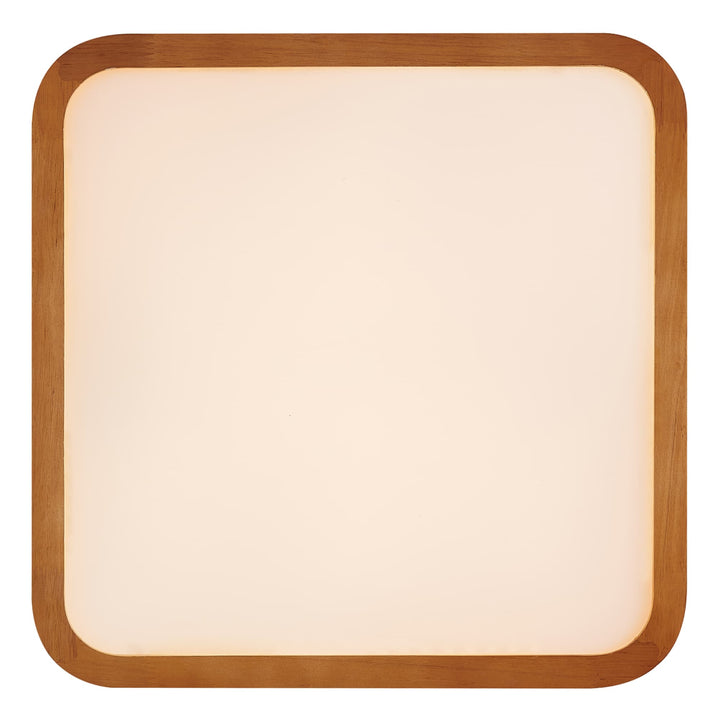 Telbix Lyric Tricolour LED Square Oyster Light with Wood Accent | Medium