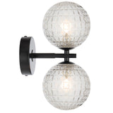 Telbix Black Felton 2 Light Wall Light | Clear Prism