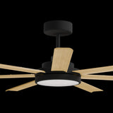Calibo Alula 60" (1524mm) 7 Blade Indoor/Outdoor DC Ceiling Fan with 24W Light & Remote | Black & Bamboo