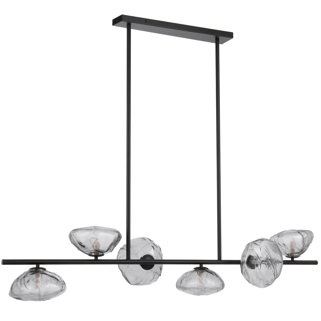 Telbix Zecca 6 Light Bar Pendant | Black & Smoke Glass