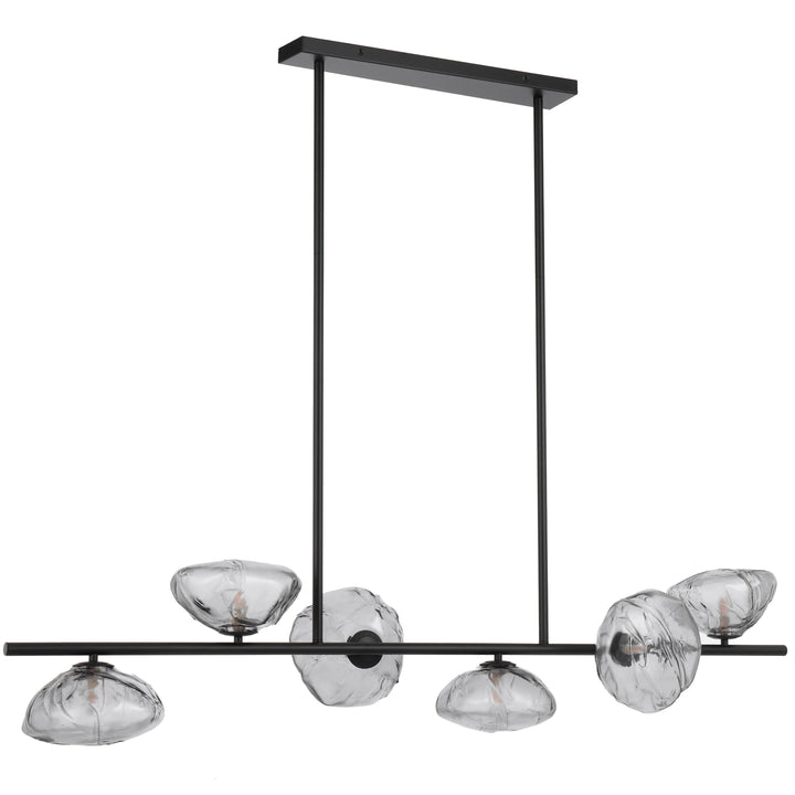 Telbix Zecca 6 Light Bar Pendant | Black & Smoke Glass