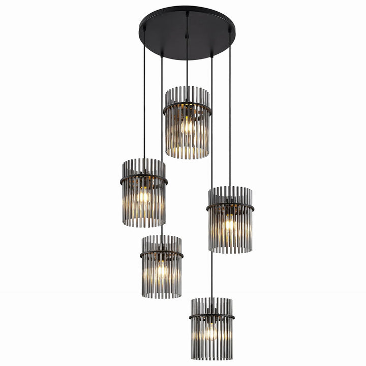Telbix Quilo 5 Light Pendant | Black