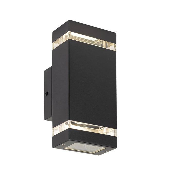 Black Telbix Dixon Square 304 S/S Exterior GU10 Wall Light IP44 | 2 Light