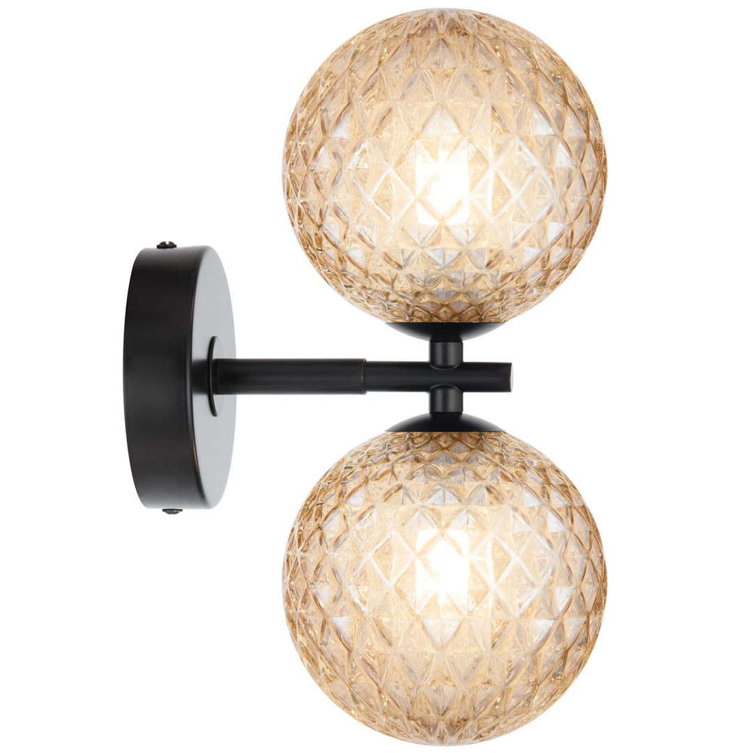 Telbix Black Felton 2 Light Wall Light | Amber Tear