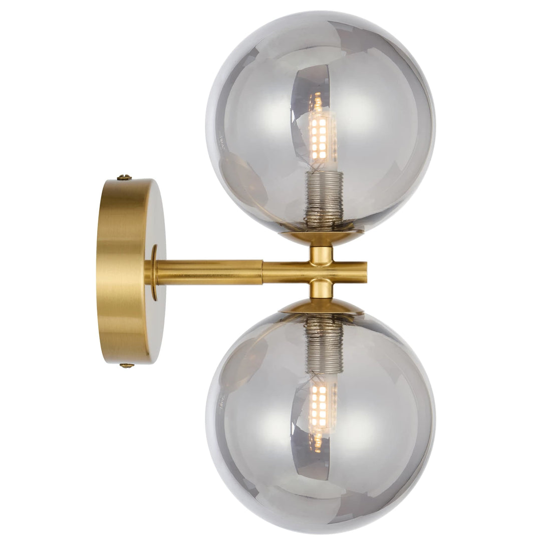 Telbix Antique Gold Felton 2 Light Wall Light | Smoke