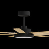Calibo Alula 60" (1524mm) 7 Blade Indoor/Outdoor DC Ceiling Fan with 24W Light & Remote | Black & Bamboo