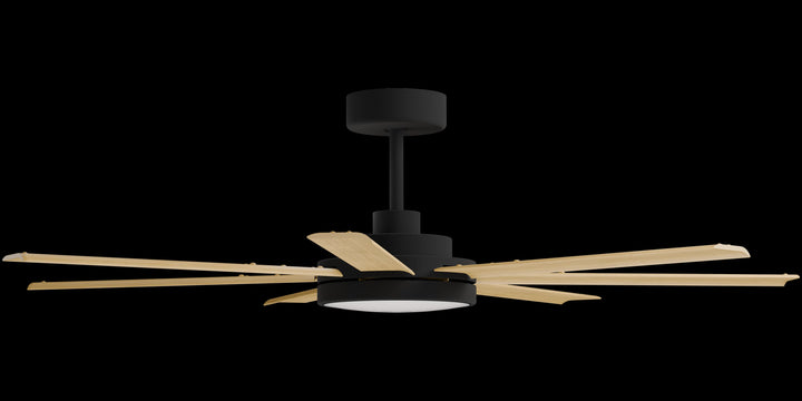 Calibo Alula 60" (1524mm) 7 Blade Indoor/Outdoor DC Ceiling Fan with 24W Light & Remote | Black & Bamboo