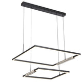 Telbix Zafra 2 Tier Cascading Square Tricolour LED Pendant with Crystals | Black