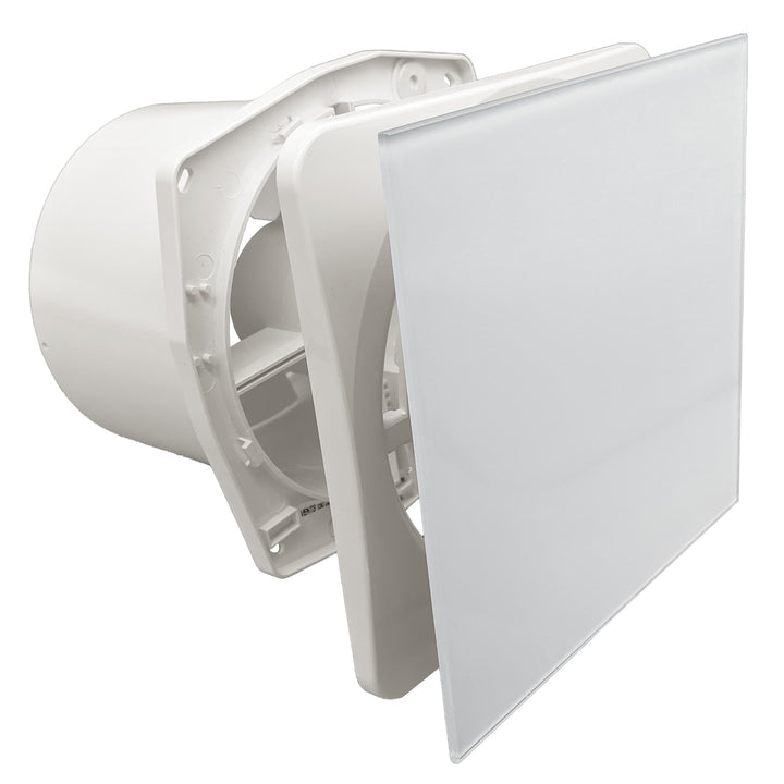 Fanco Dynamic 150 Square Wall/Ceiling Exhaust Fan with Glass Panel | White