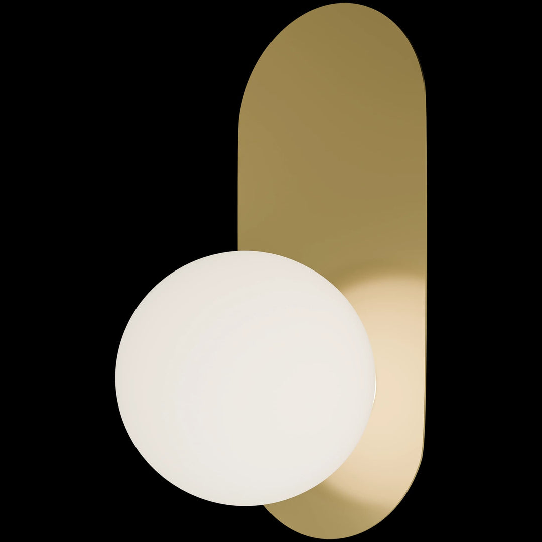 Calibo Crest Opal Glass 140mm Orb Wall Light Oval Plate 320mm | Brass