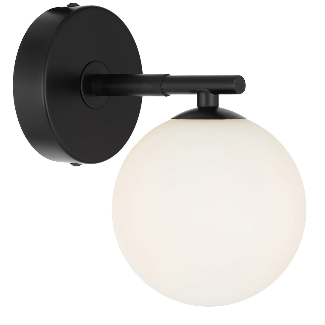 Telbix Felton Black 1 Light Wall Light | Opal Matt