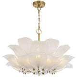 Telbix Monte 12-Light Floral Pendant with Frosted Glass Leaf Motif | Brass