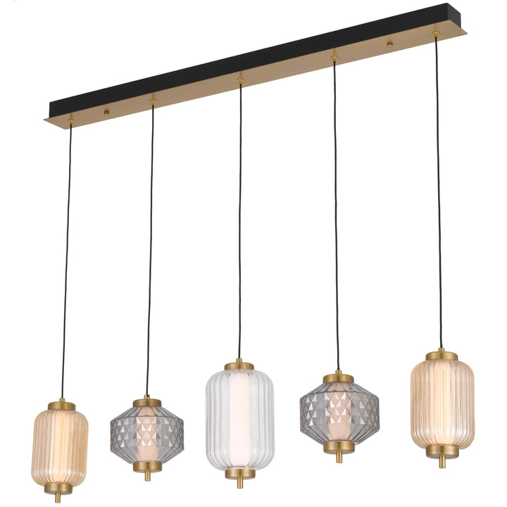 Telbix Torso 5 Light LED Bar Pendant | Brass