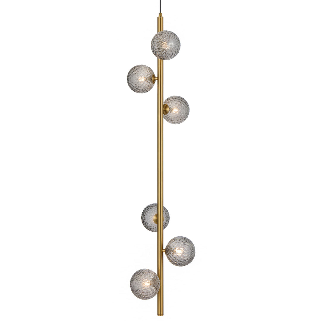 Telbix Antique Gold Elson 6 Light Pendant Light | Smoke Tear