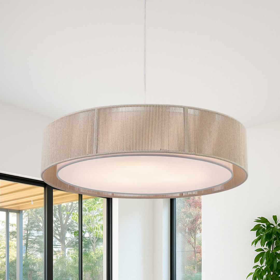 Telbix Cusco Scandinavian Pendant with Soft Woven Fabric Shade | Large