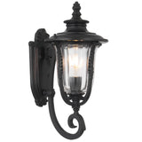 Telbix Ramiro Classic Lantern-Style Outdoor Wall Light with Textured Glass | Black