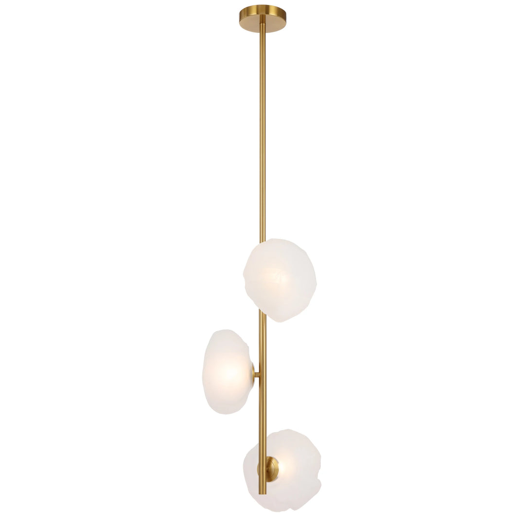 Telbix Zecca 3 Light Vertical Pendant | Antique Gold and Frost