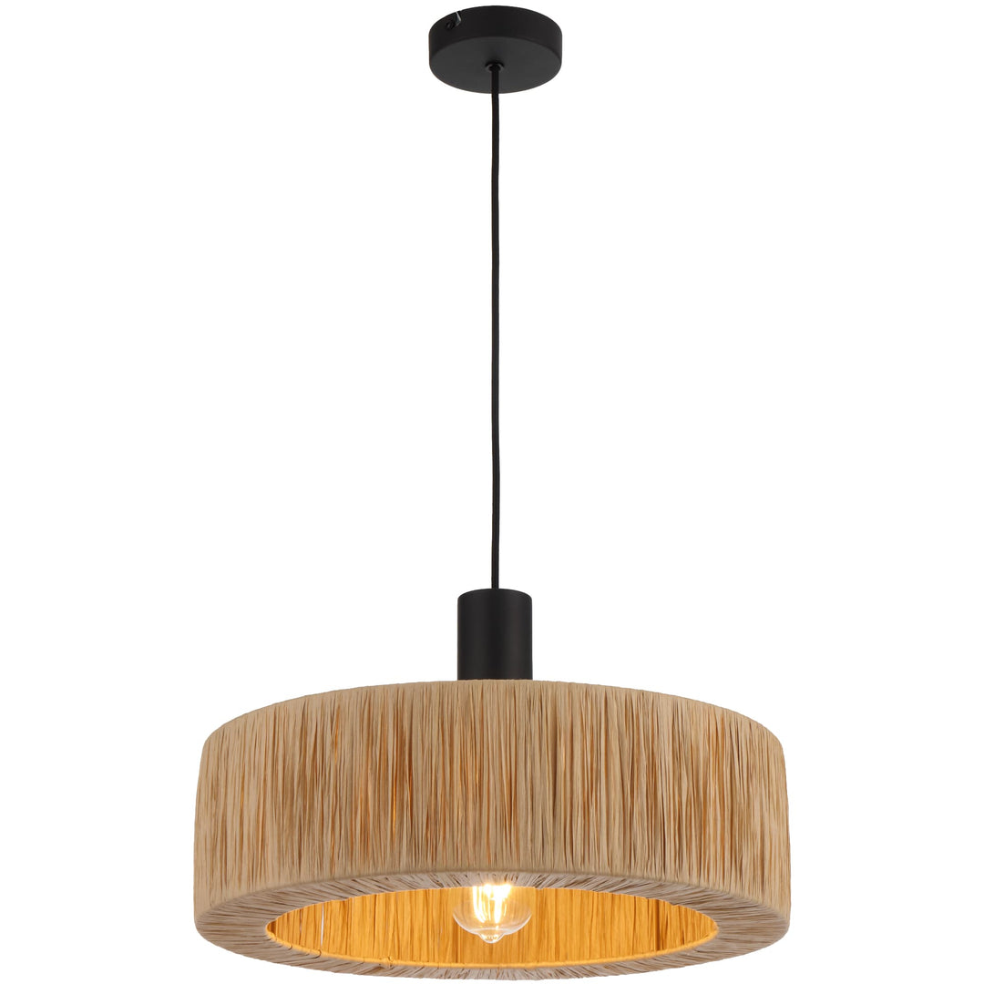 Telbix Katrin Pendant Light | Black and Natural