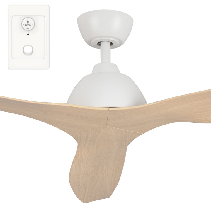 Fanco Breeze 48" AC Ceiling Fan with Wall Control | White and Beechwood