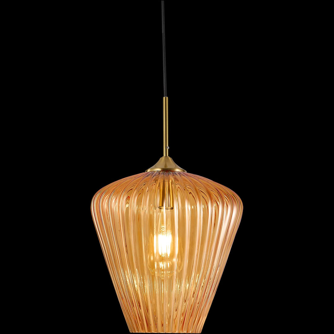 Calibo Ribbon Fluted Glass 230mm Pendant Light | Amber