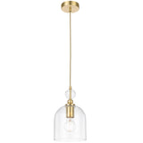 Telbix Rotif Classic Pendant with Clear Glass Dome and Brass Accents | Brass