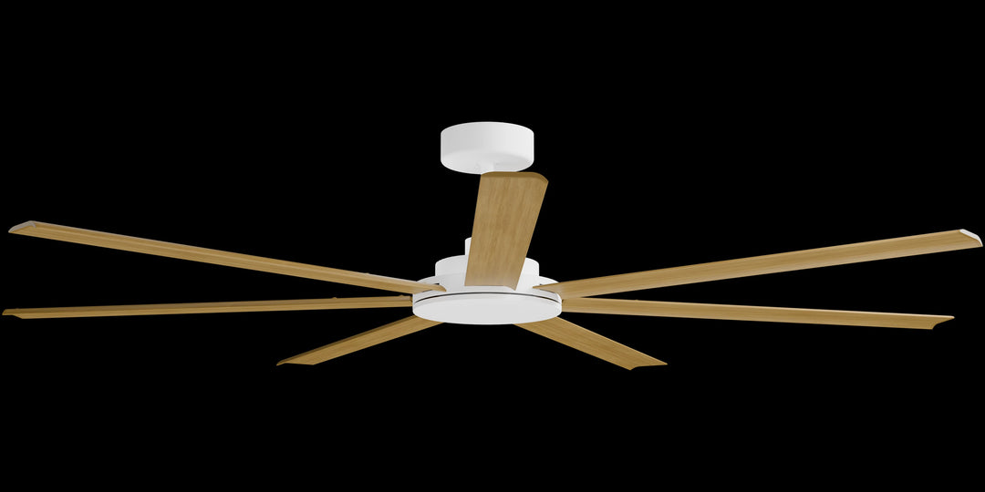 Calibo Alula 80" (2032mm) 7 Blade Indoor/Outdoor DC Ceiling Fan & Remote | White & Teak