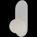 Calibo Crest Alabaster Glass 120mm Orb Wall Light Oval Plate 320mm | White