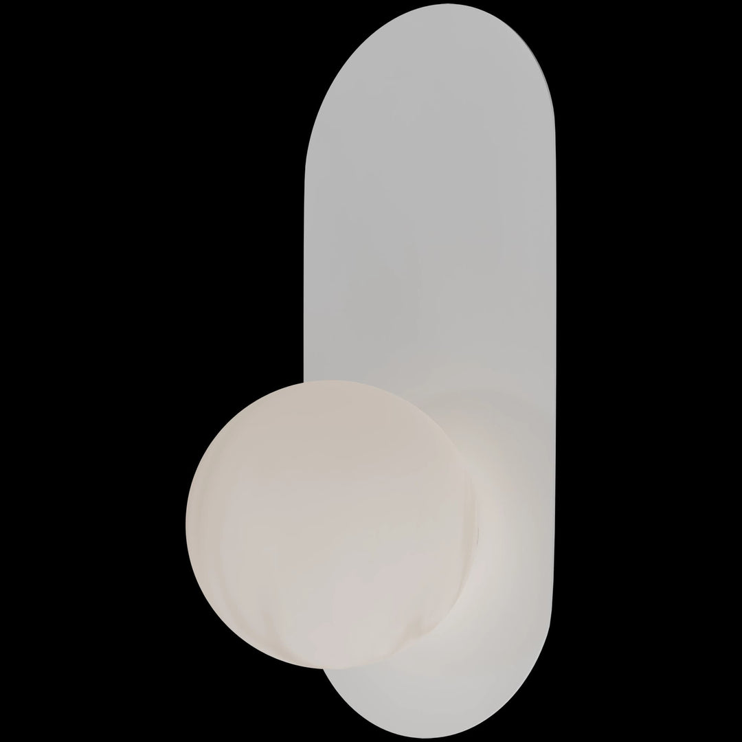 Calibo Crest Alabaster Glass 120mm Orb Wall Light Oval Plate 320mm | White