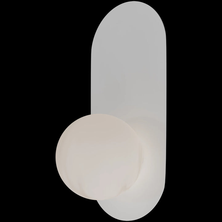 Calibo Crest Alabaster Glass 120mm Orb Wall Light Oval Plate 320mm | White