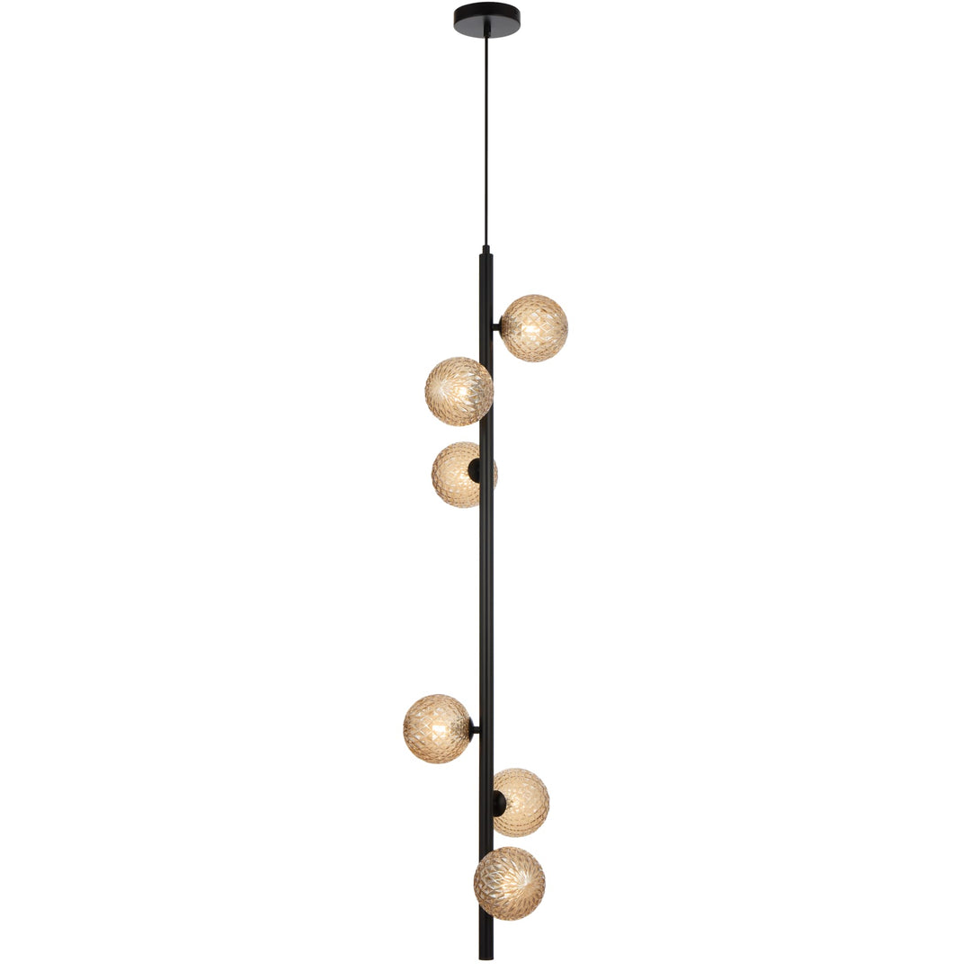 Telbix Black Elson 6 Light Pendant Light | Amber Tear