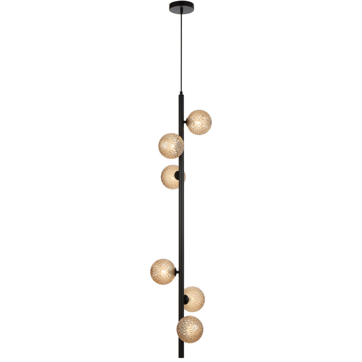 Telbix Black Elson 6 Light Pendant Light | Amber Tear