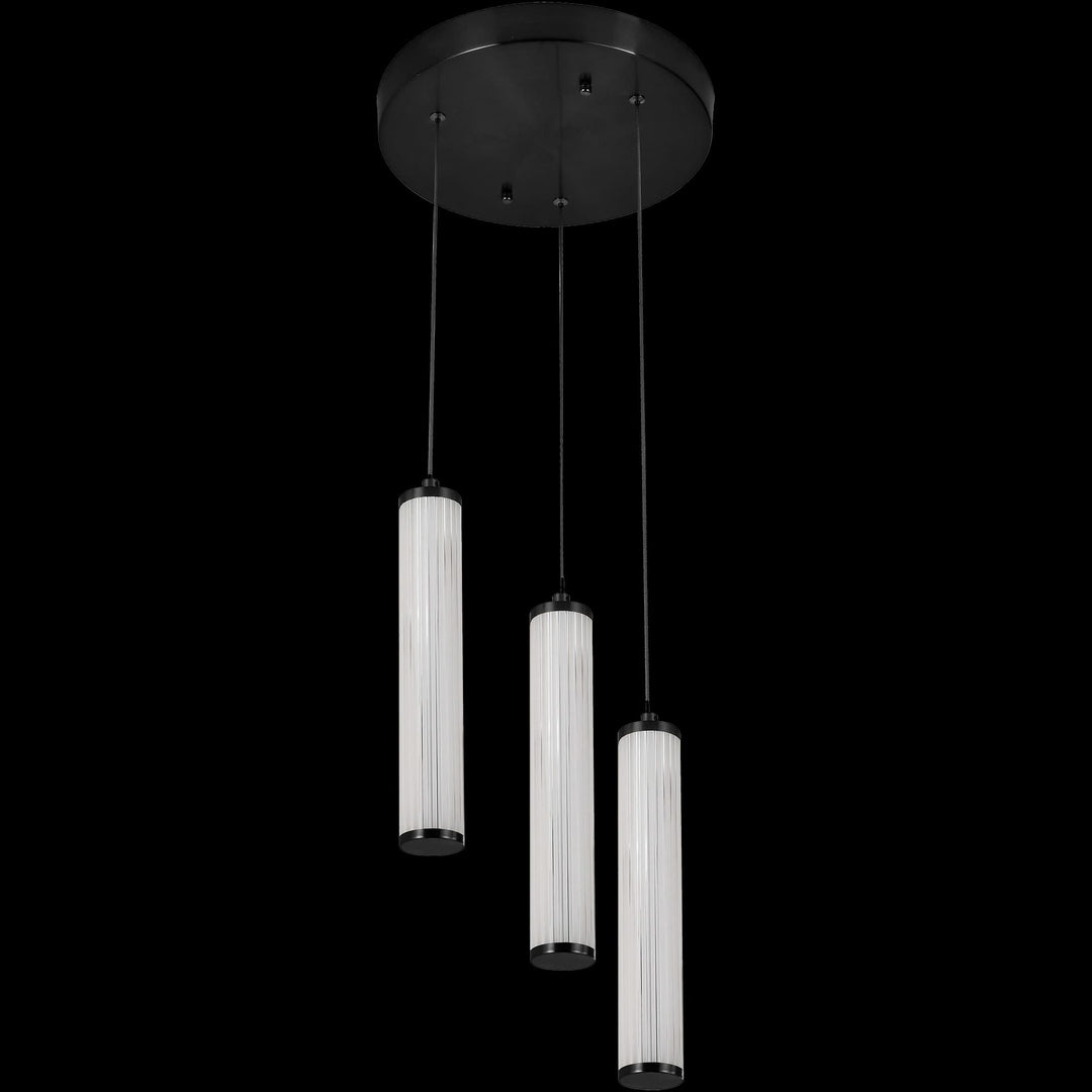 Calibo Charm Modern Fluted 3 Light Cluster Pendant | Black