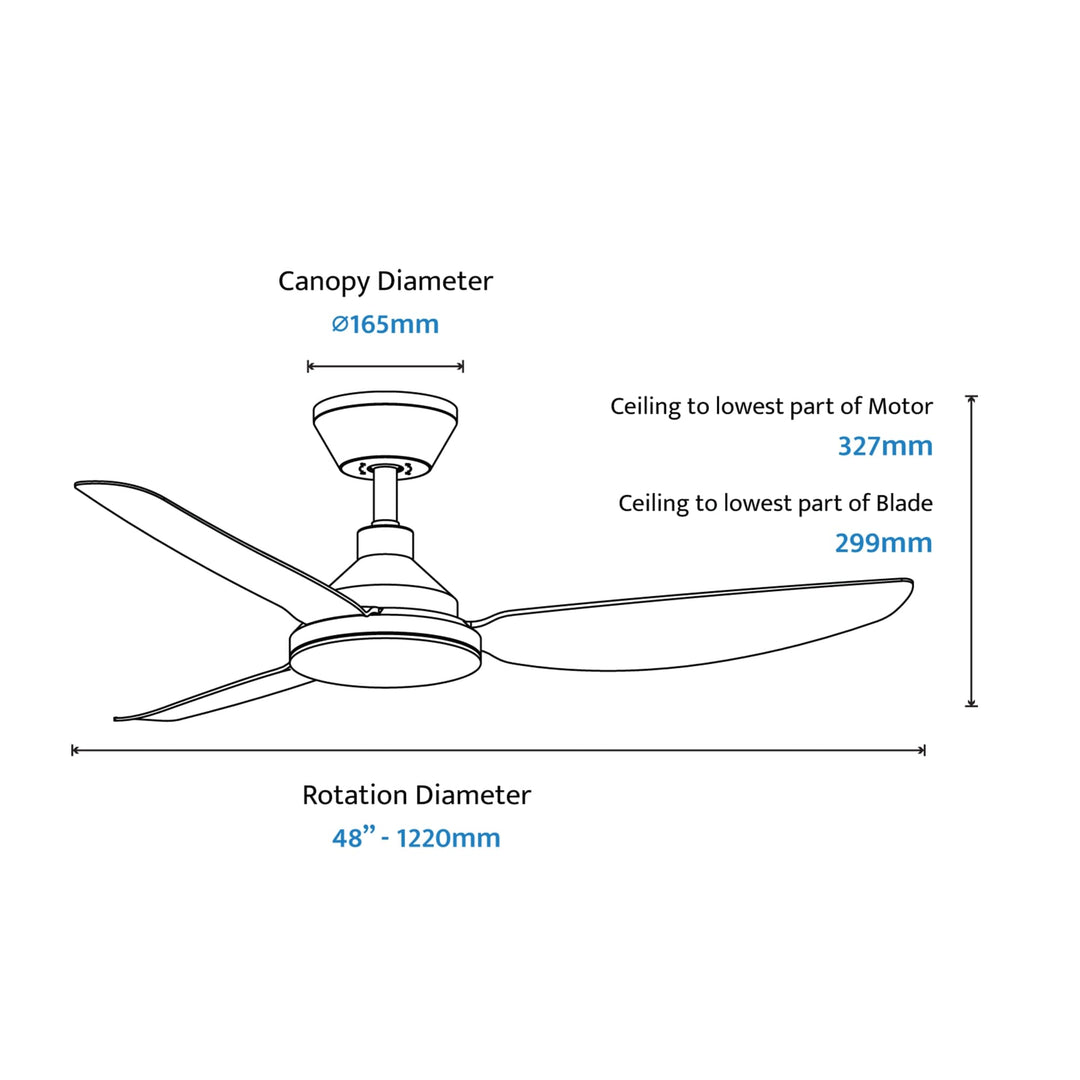 Calibo Sora 48" DC Ceiling Fan with Wall Control and Remote | White